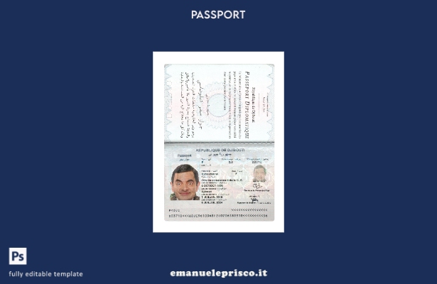 modello di passaporto di Gibuti in stile verificato